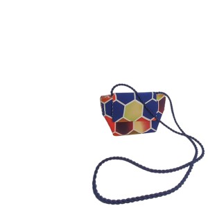 Poseta BrosNor, Unicat, lucrata manual, din Matase tip piersica, imprimeu geometric, Multicolor, 13 x 21 cm