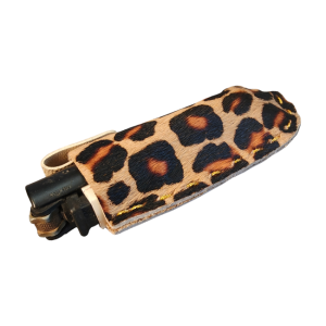 Husa BrosNor pentru bricheta, de Dama, creata manual, din piele de vita cu blanita, Multicolor-Animal Print, 7.5 x 4 cm
