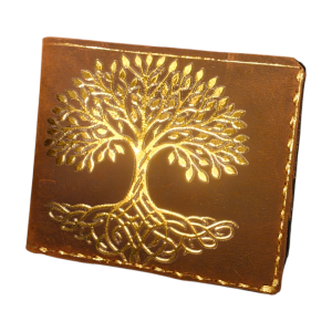 Portofel Barbatesc BrosNor, creat manual, din piele naturala Crazy-Horse, Maro, 9 x 12 cm