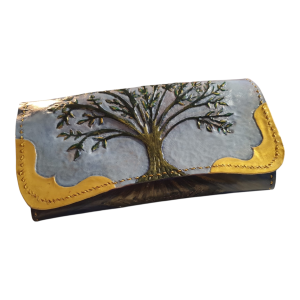 Portofel de Dama, BrosNor, Unicat, sculptat manual, din toval, Multicolor, 20 x 10 cm