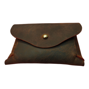 Portofel de monezi BrosNor, Unisex, creat manual, din piele naturala Crazy-Horse, Maro, 11 x 8 cm