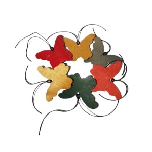Ornament de Paste, Fluture BrosNor, creat manual, din piele naturala, multicolor, 9 cm x 6 cm