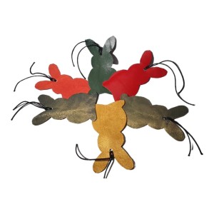 Ornament de Paste, Iepure BrosNor, creat manual, din piele naturala, multicolor, 12 cm x 6 cm 