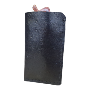 Port-Ochelari Slim BrosNor Casual, Unisex, lucrat manual, din piele naturala, Negru, 14 cm x 9 cm