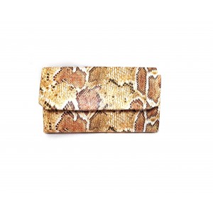 Poseta plic, piele ecologica sarpe, BrosNor, Animal print multicolor, 14 cm × 22 cm
